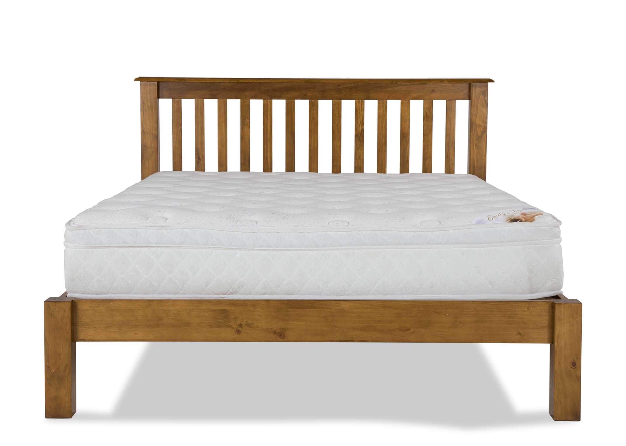 Pine double bed with outlet mattress