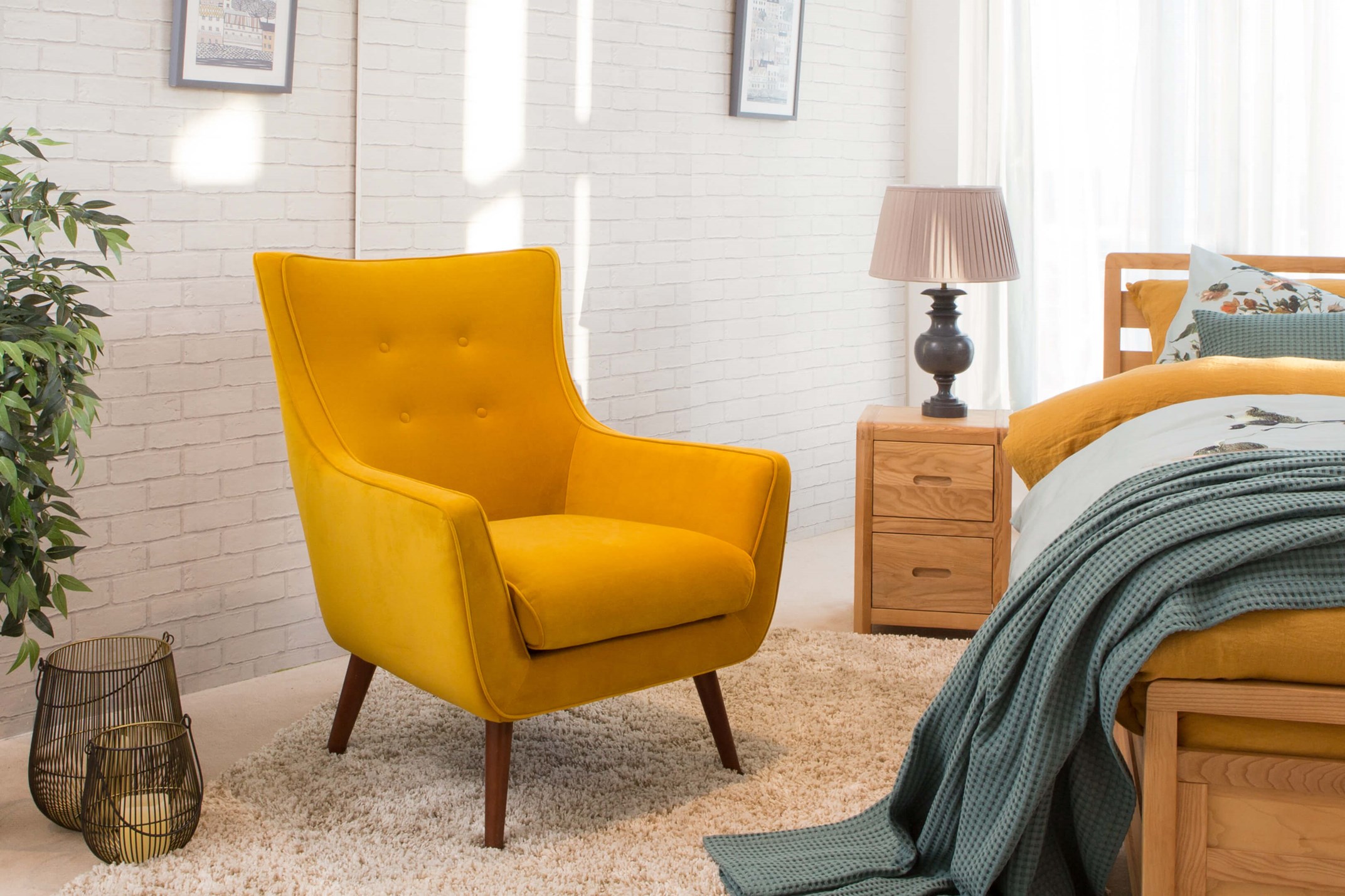 Mustard Velvet Armchair Stratus EZ Living Furniture