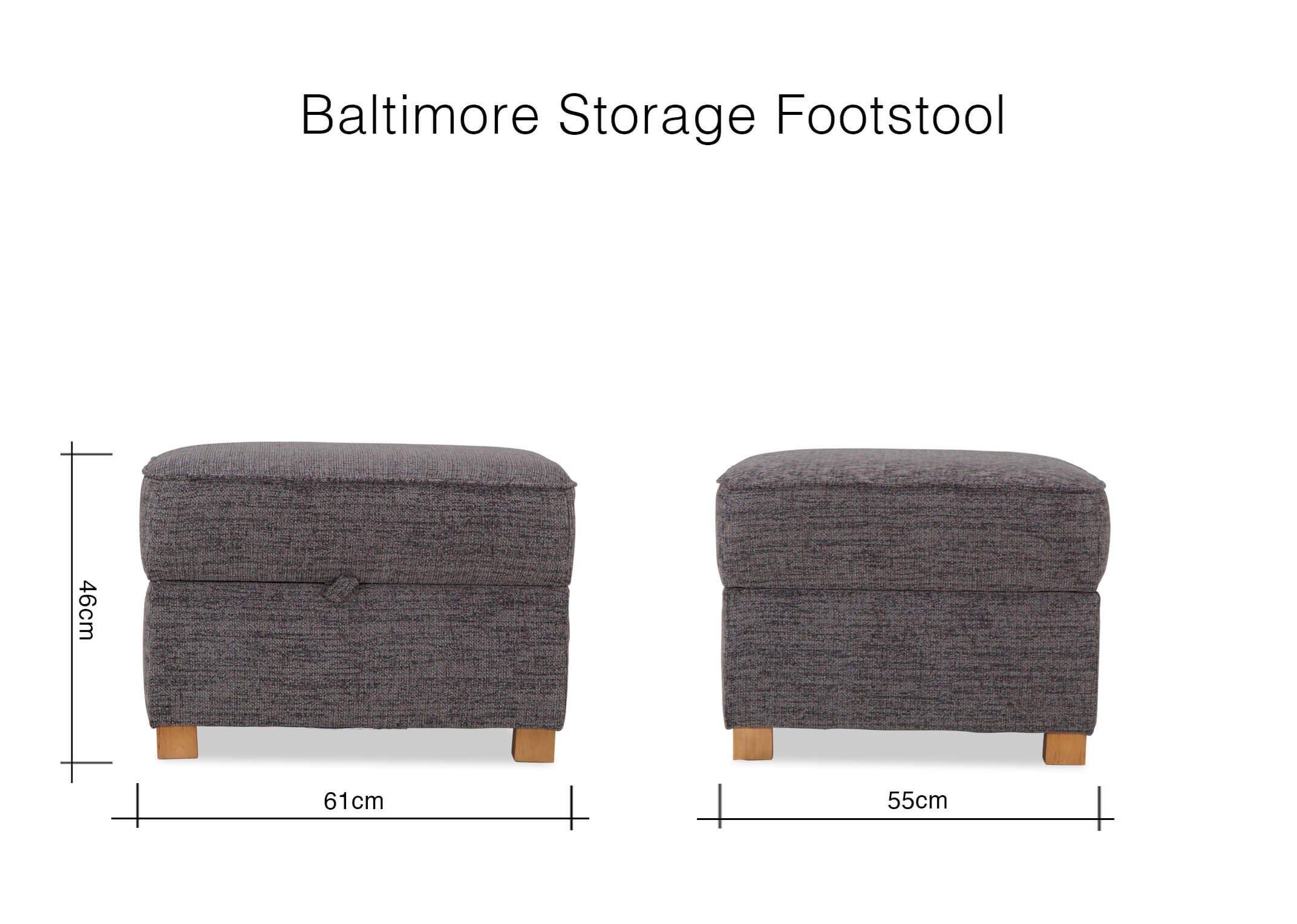 Grey Fabric Storage Footstool Baltimore Ez Living Furniture