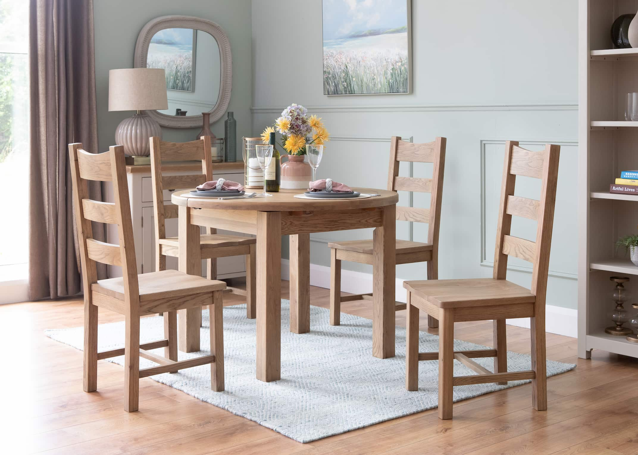 Oak table deals and four chairs