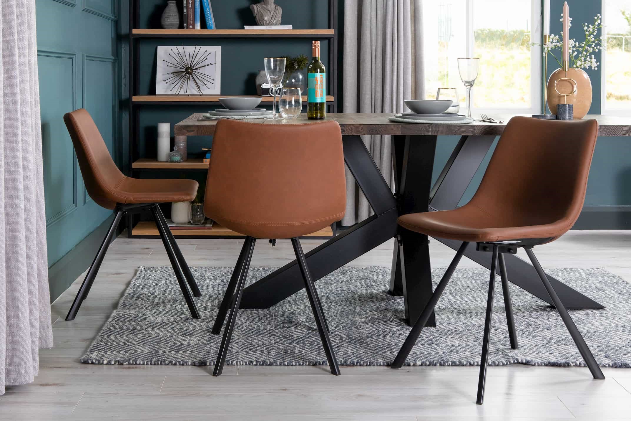 Leather effect dining deals chairs