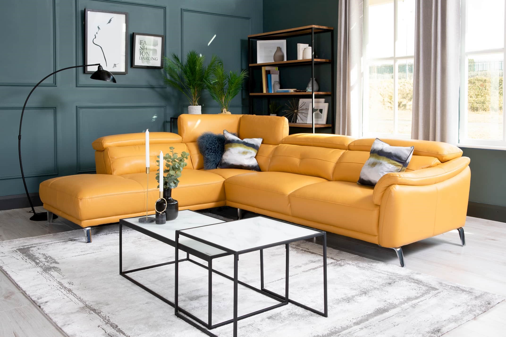 Mustard leather deals sofa