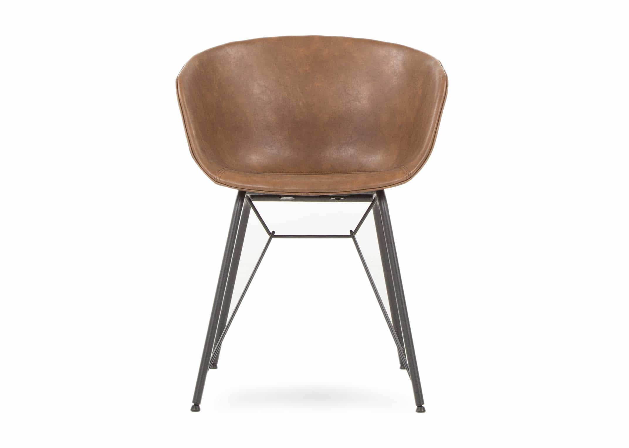 Brown leather look 2024 dining chairs