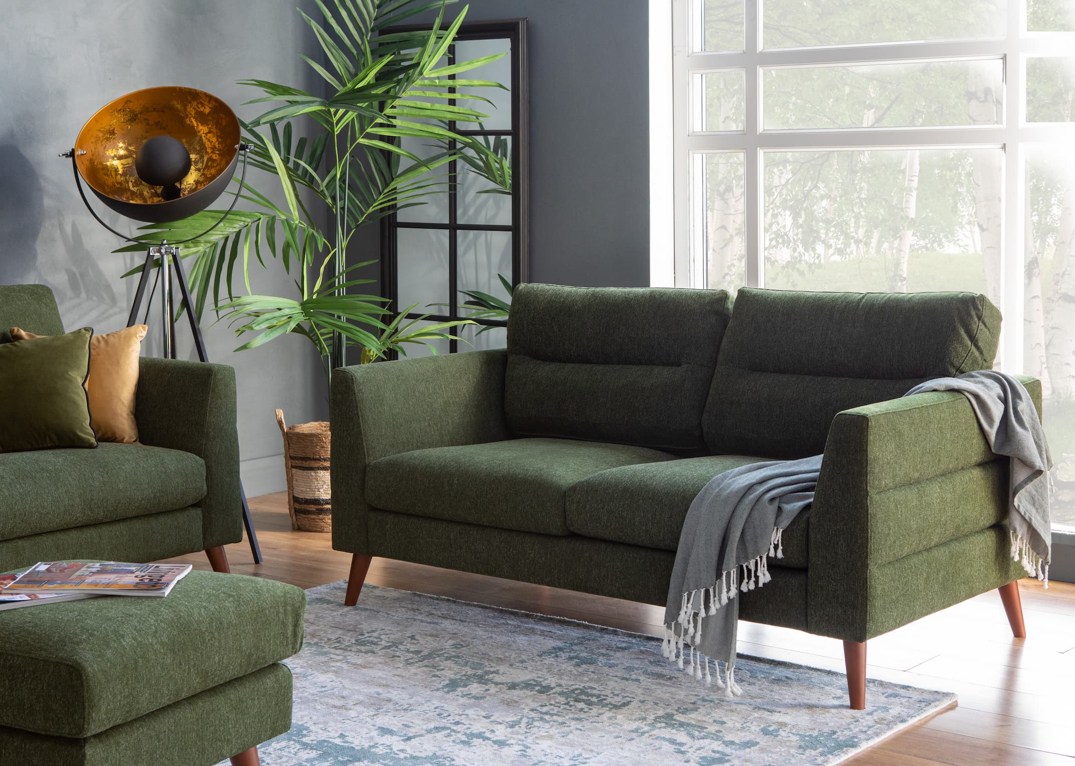 Dark deals green settee