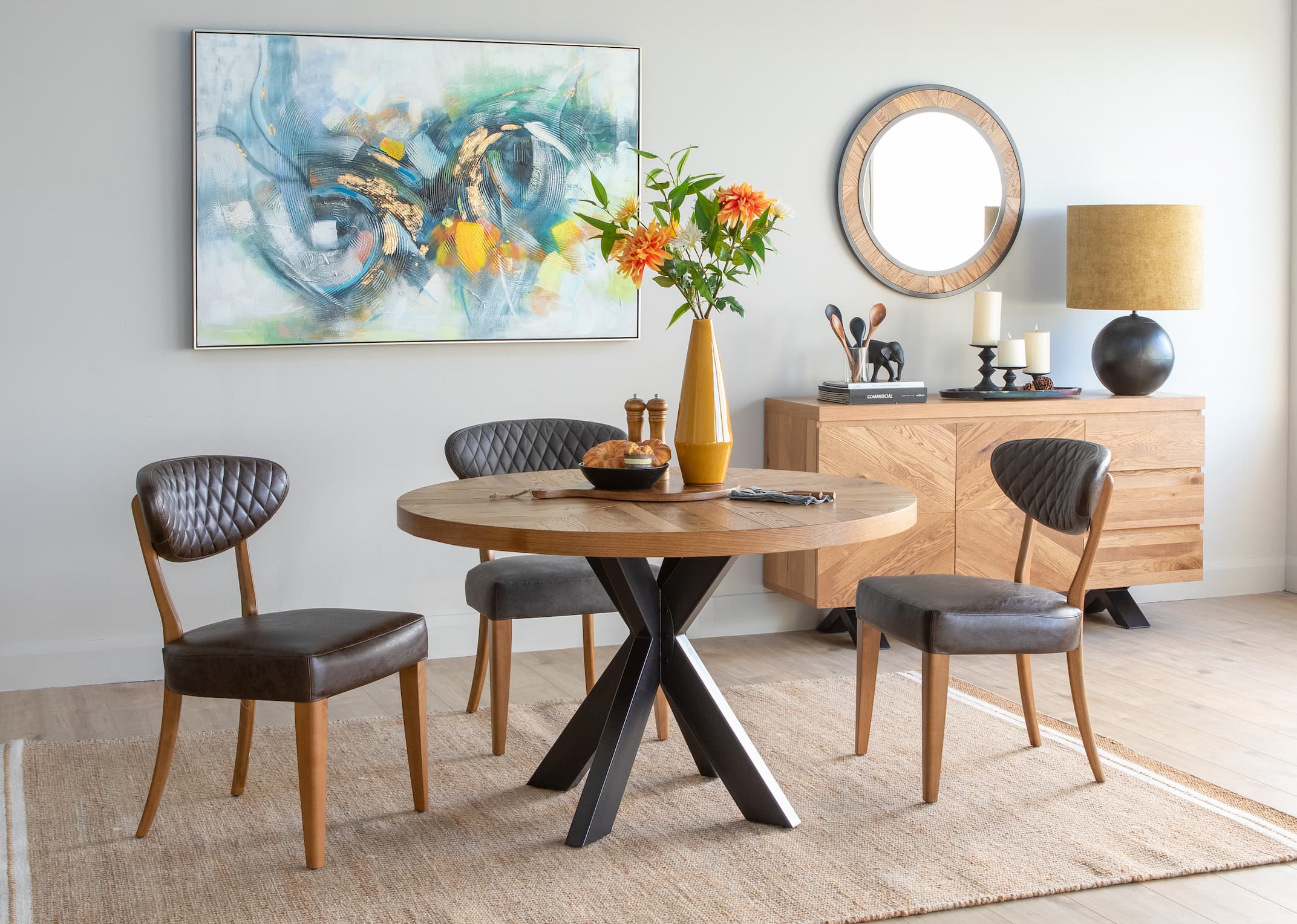 3 seater round online dining table