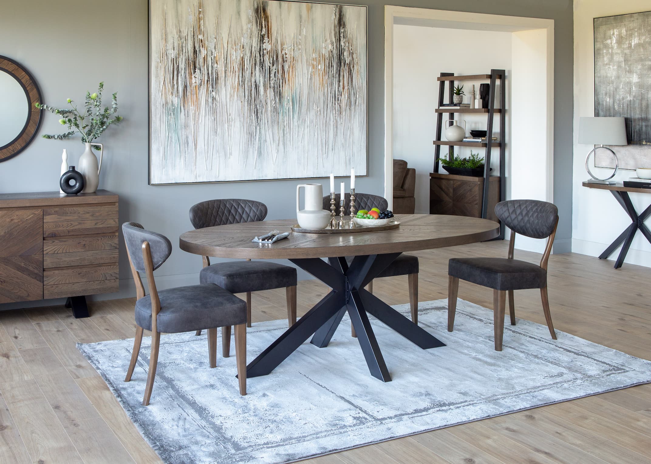 Oak look shop dining table