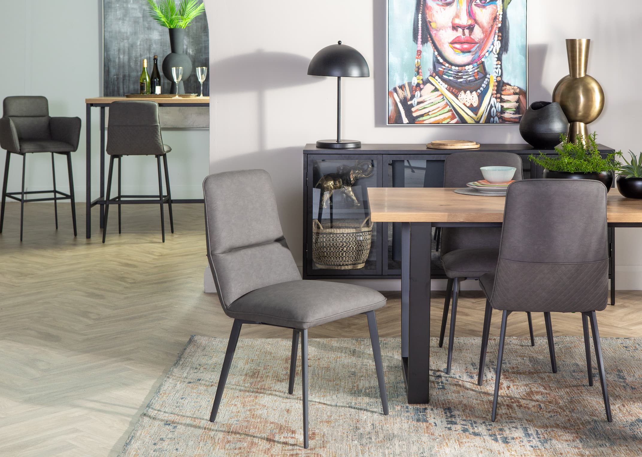 Faux grey leather dining shop chairs