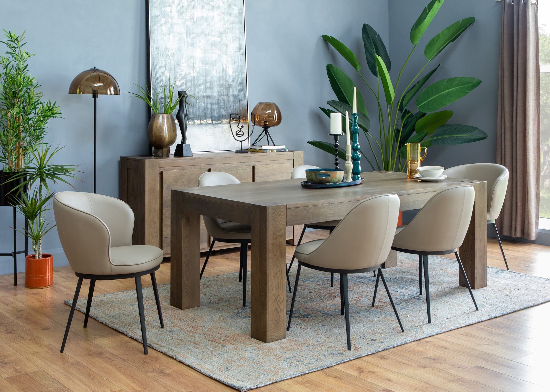 Oak look online dining table