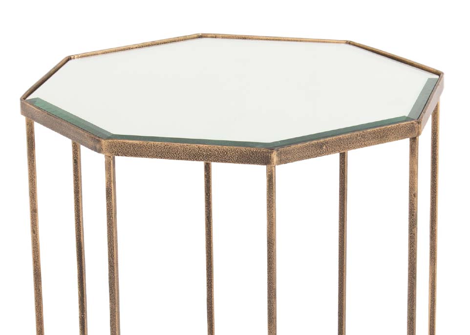 Gold glass store nesting tables