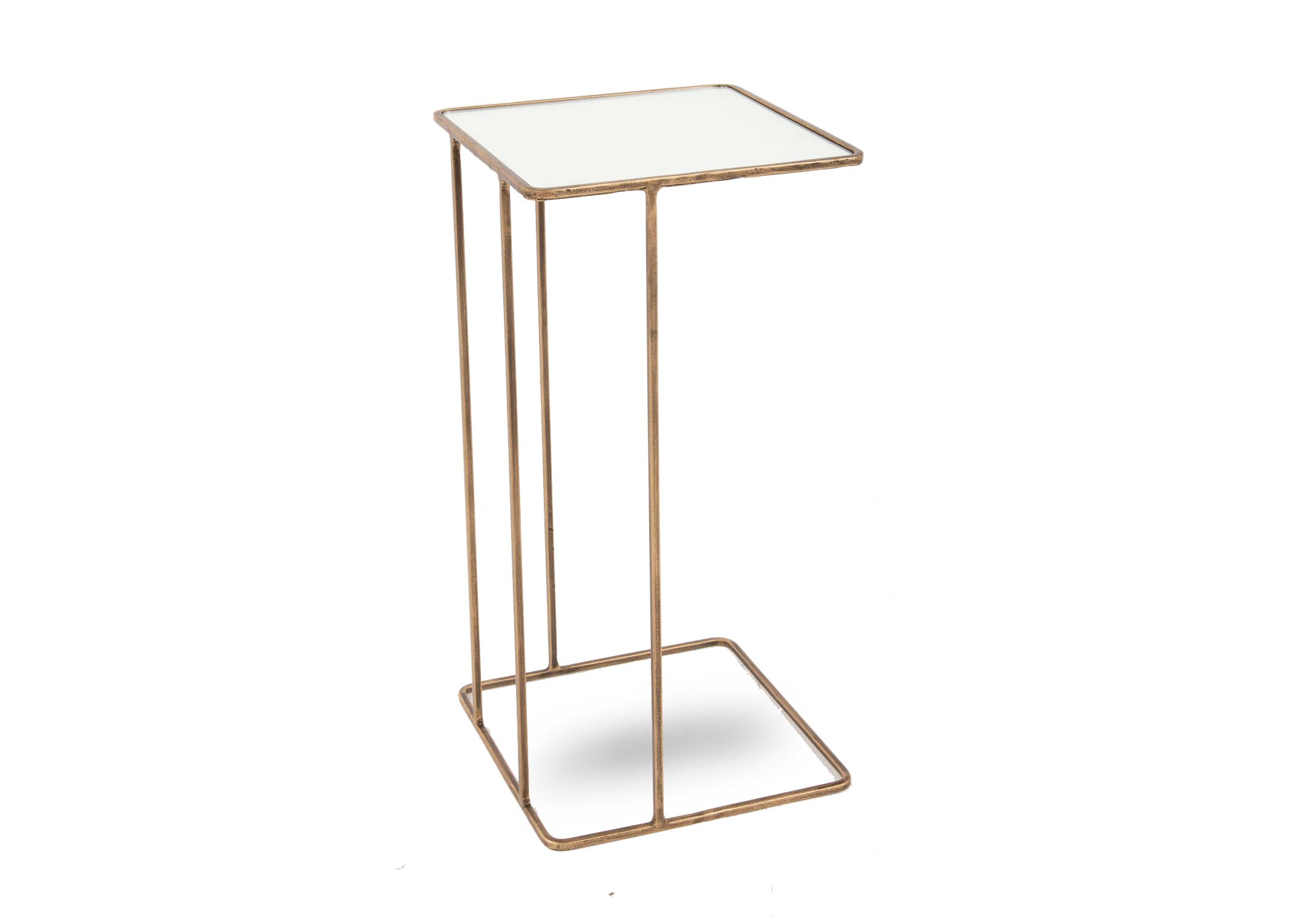 Gold metal and store glass side table