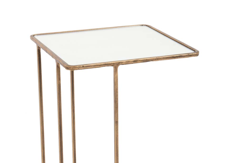 Gold side deals table glass top