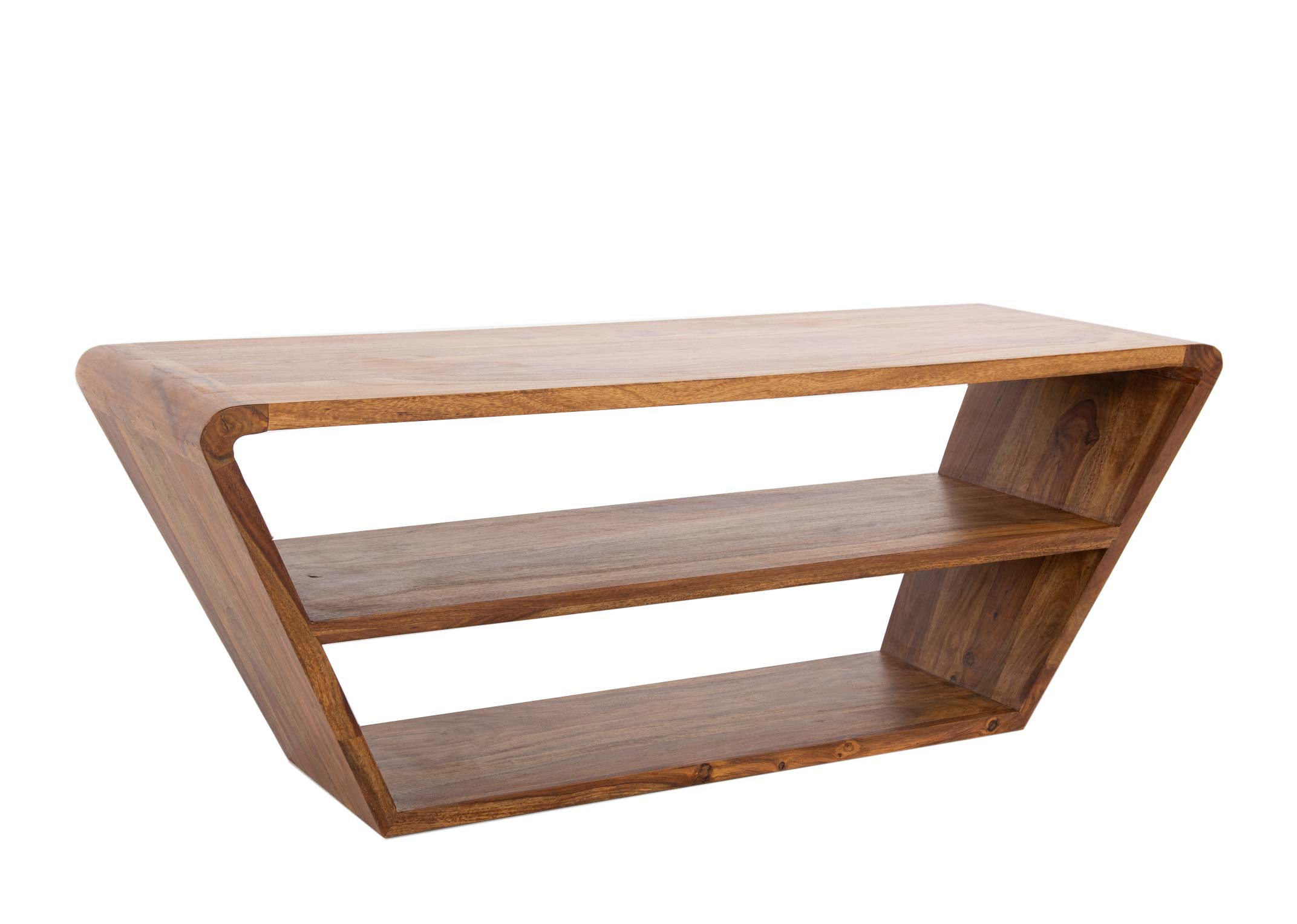 Curved wood store tv stand