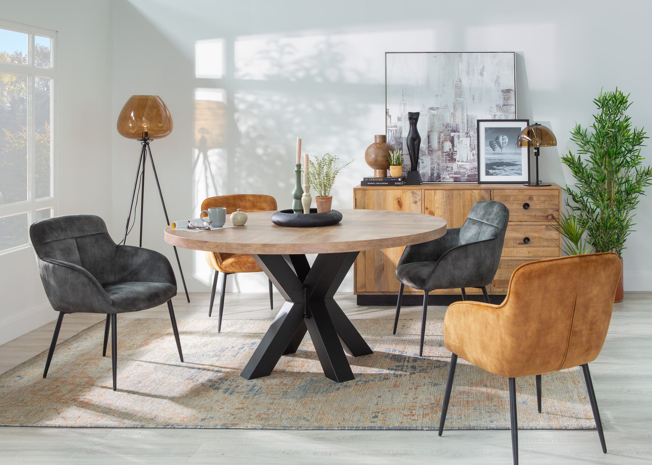 Round dining table store in living room