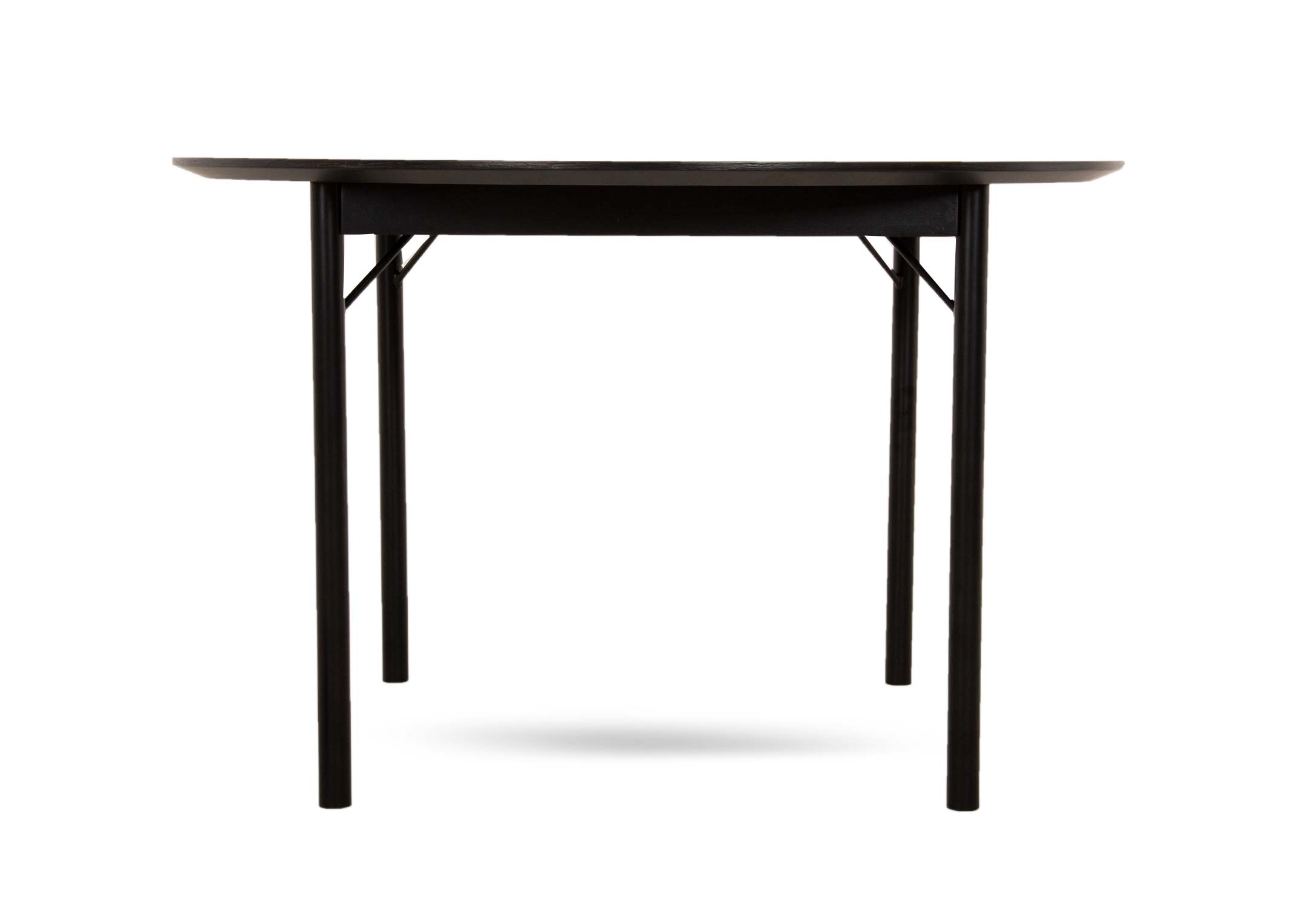 Round black oak dining outlet table