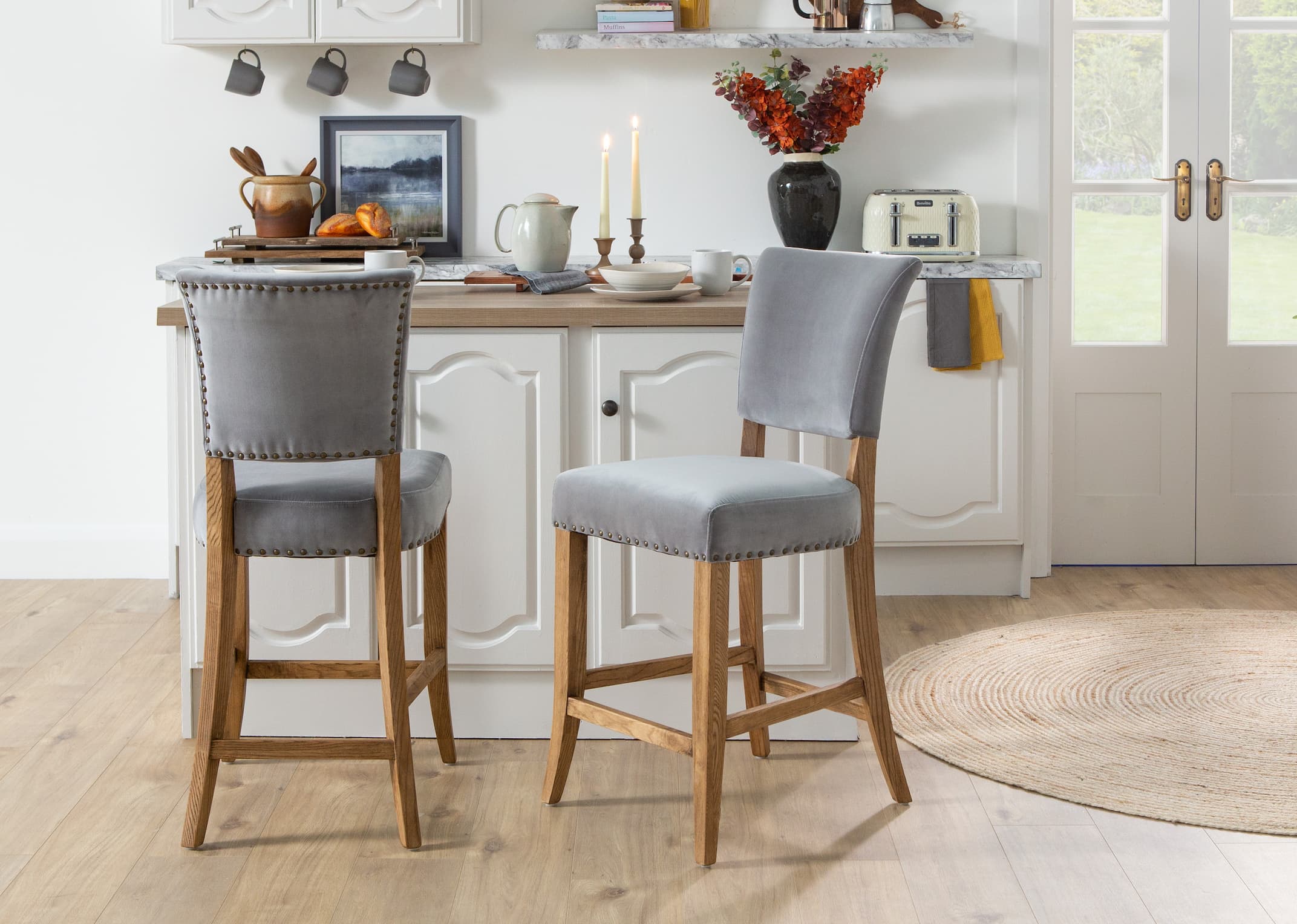 Grey and deals oak bar stool