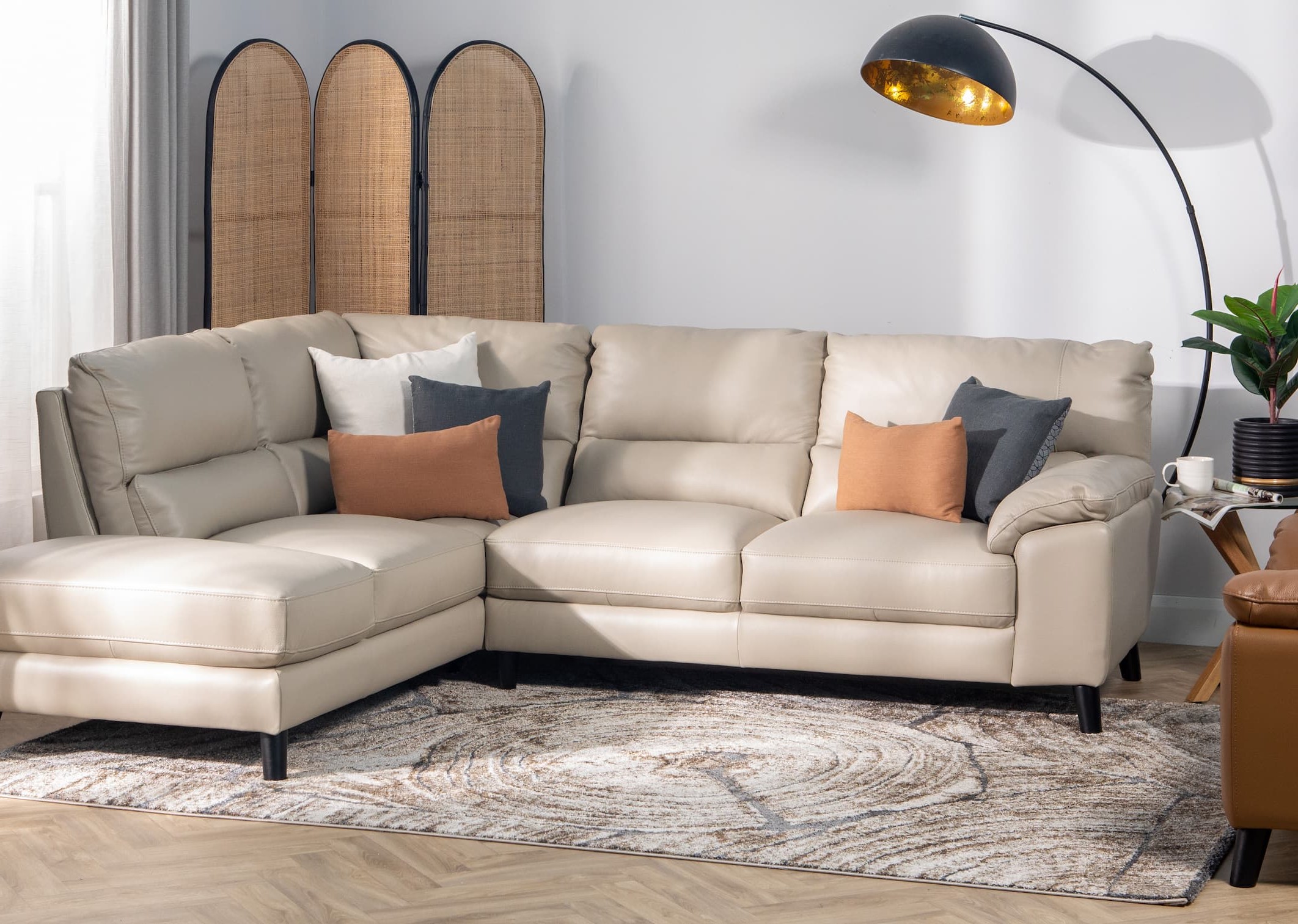 L shaped deals tan couch