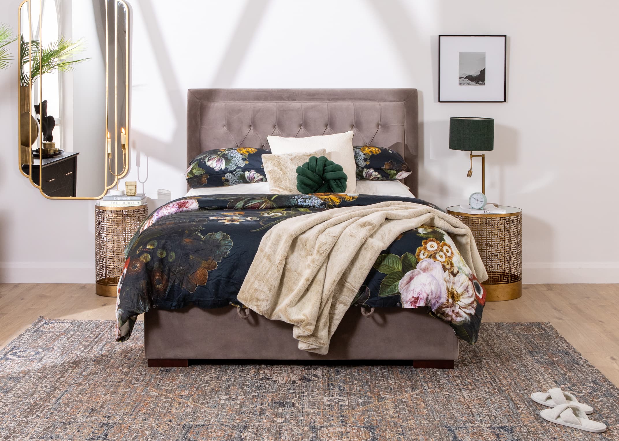 Taupe king outlet size bed