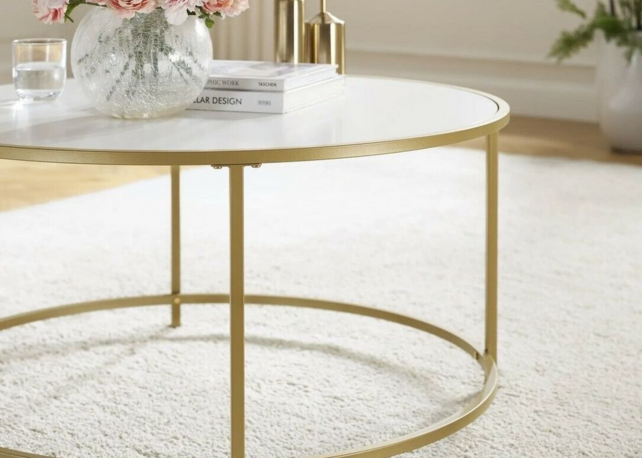 Small white and online gold coffee table