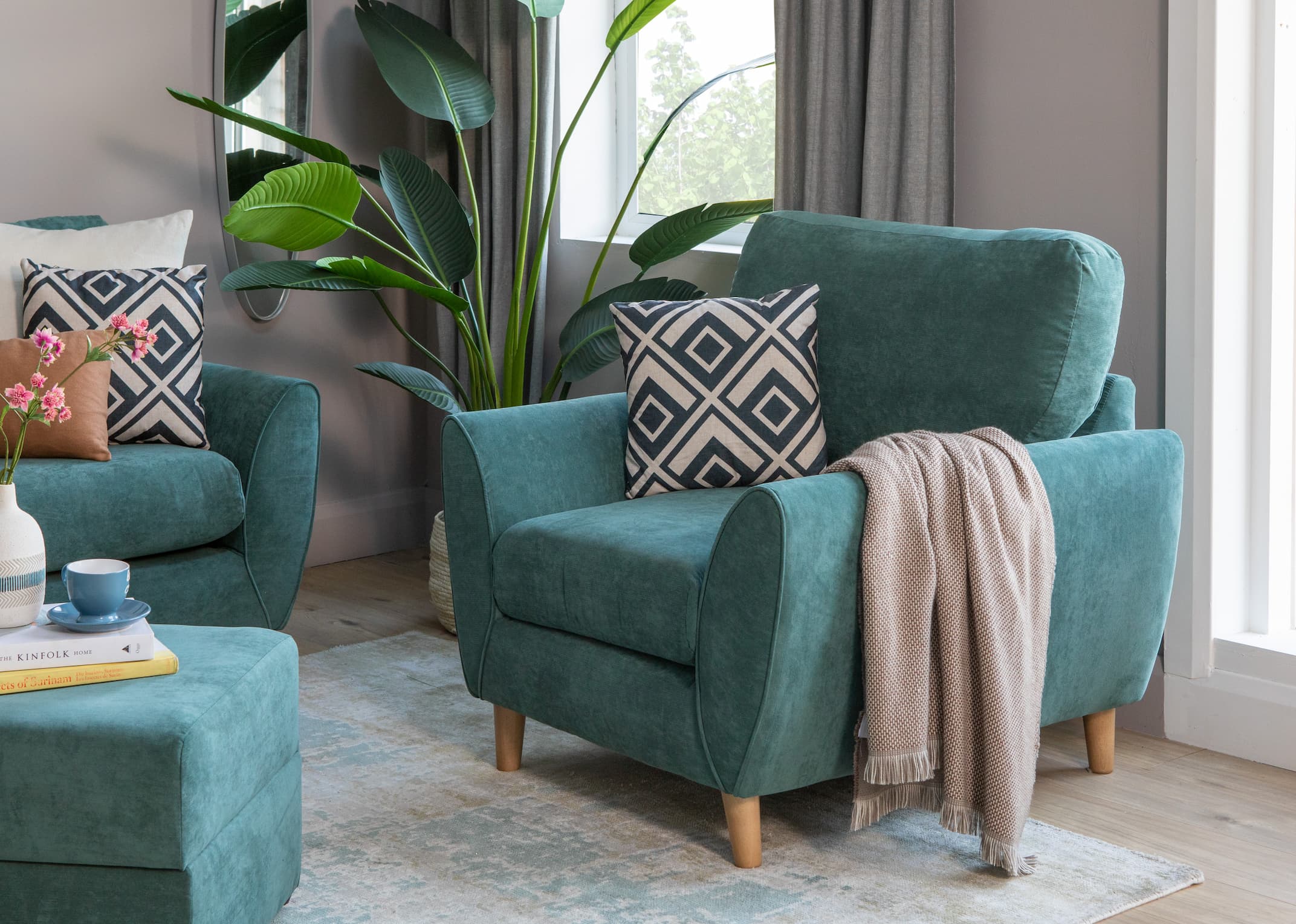 Teal 2025 fabric armchair