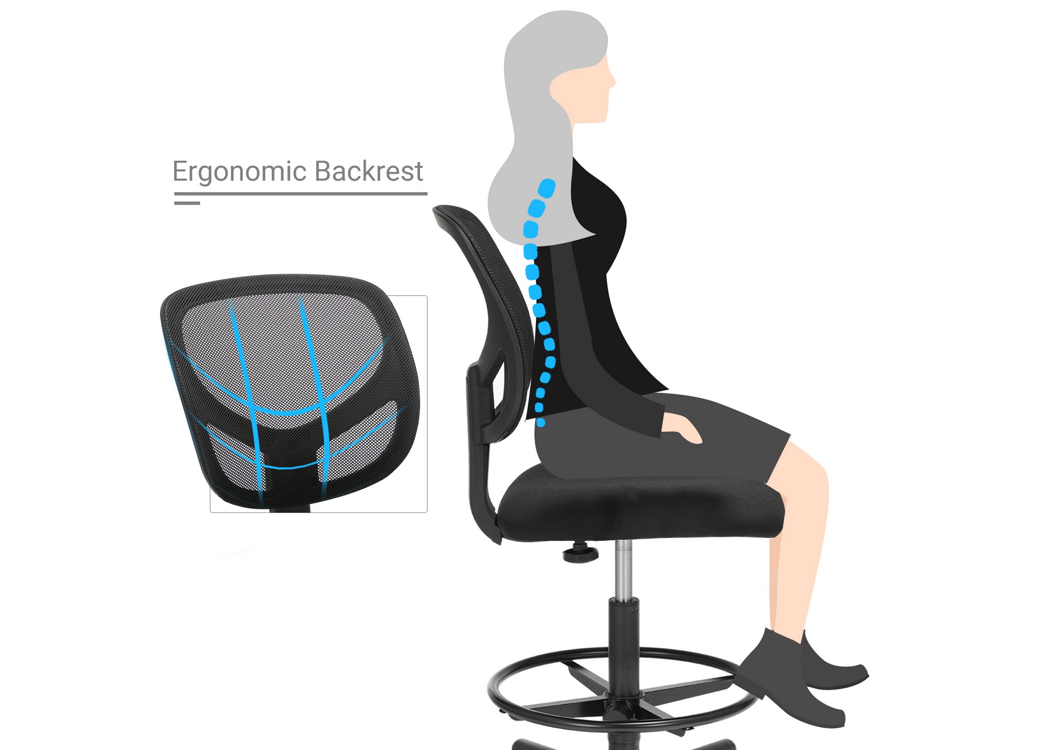 Black armless outlet office chair