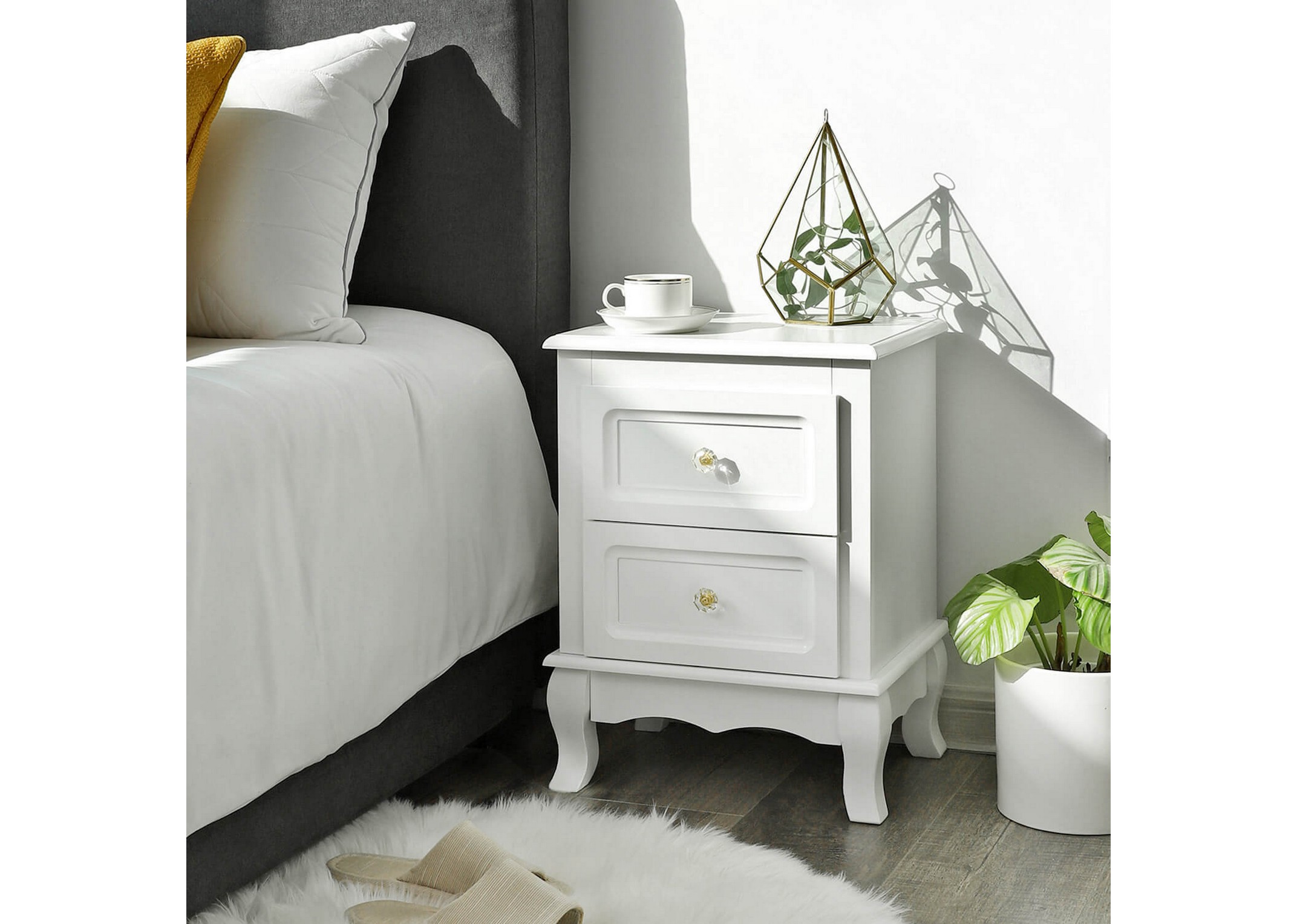 White on sale bedside lockers