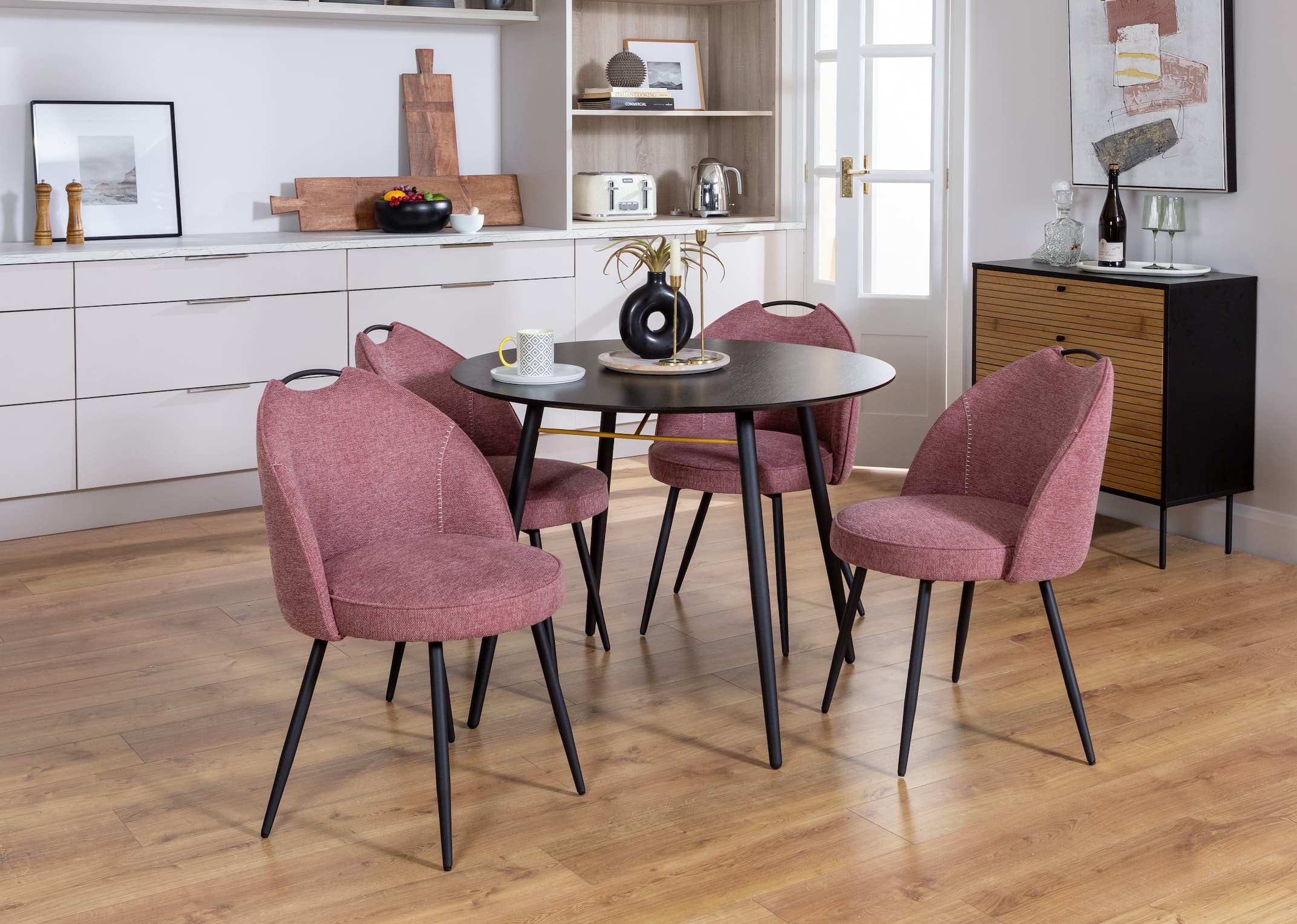 Pink dining room table deals and chairs