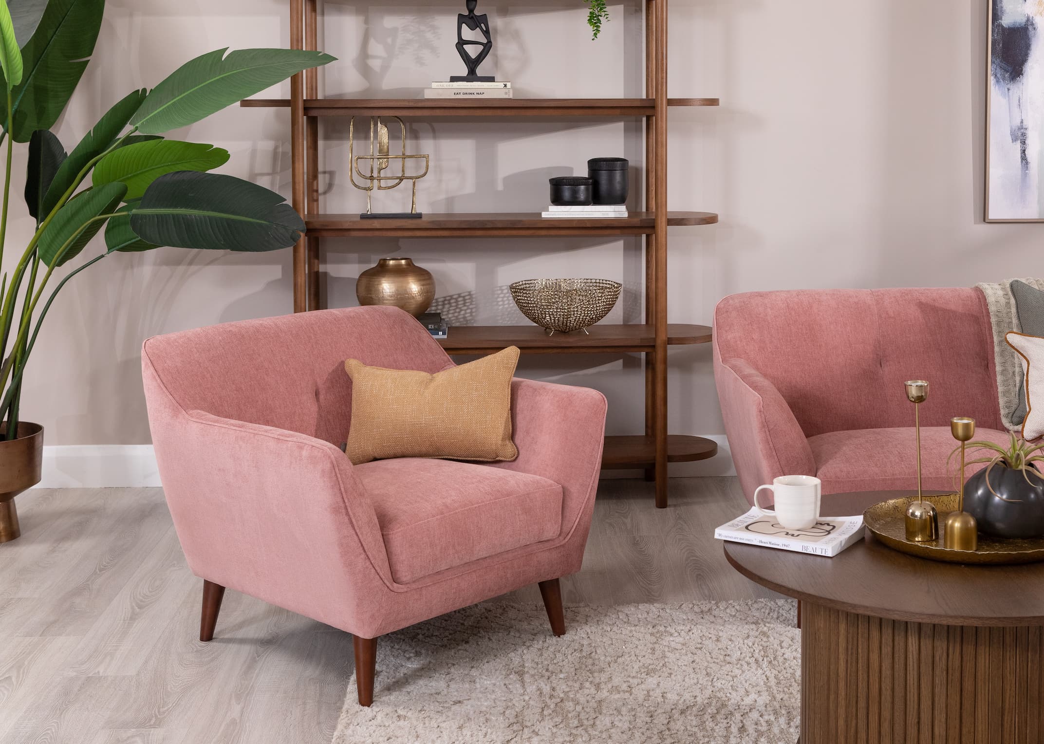 Dusty Pink Fabric Armchair Belle EZ Living Furniture