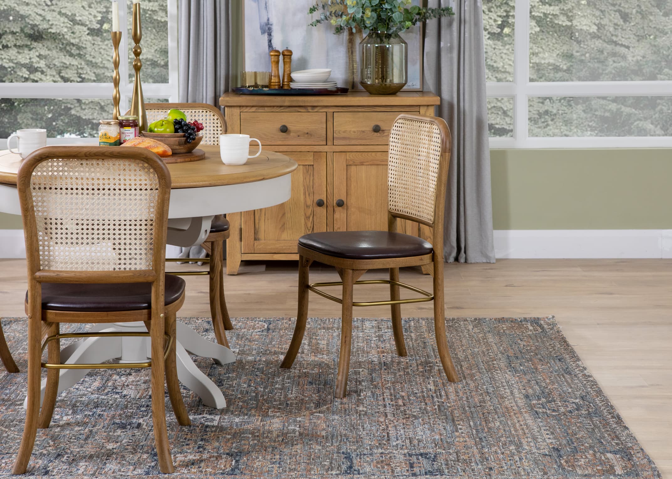 Wicker wood store dining chairs