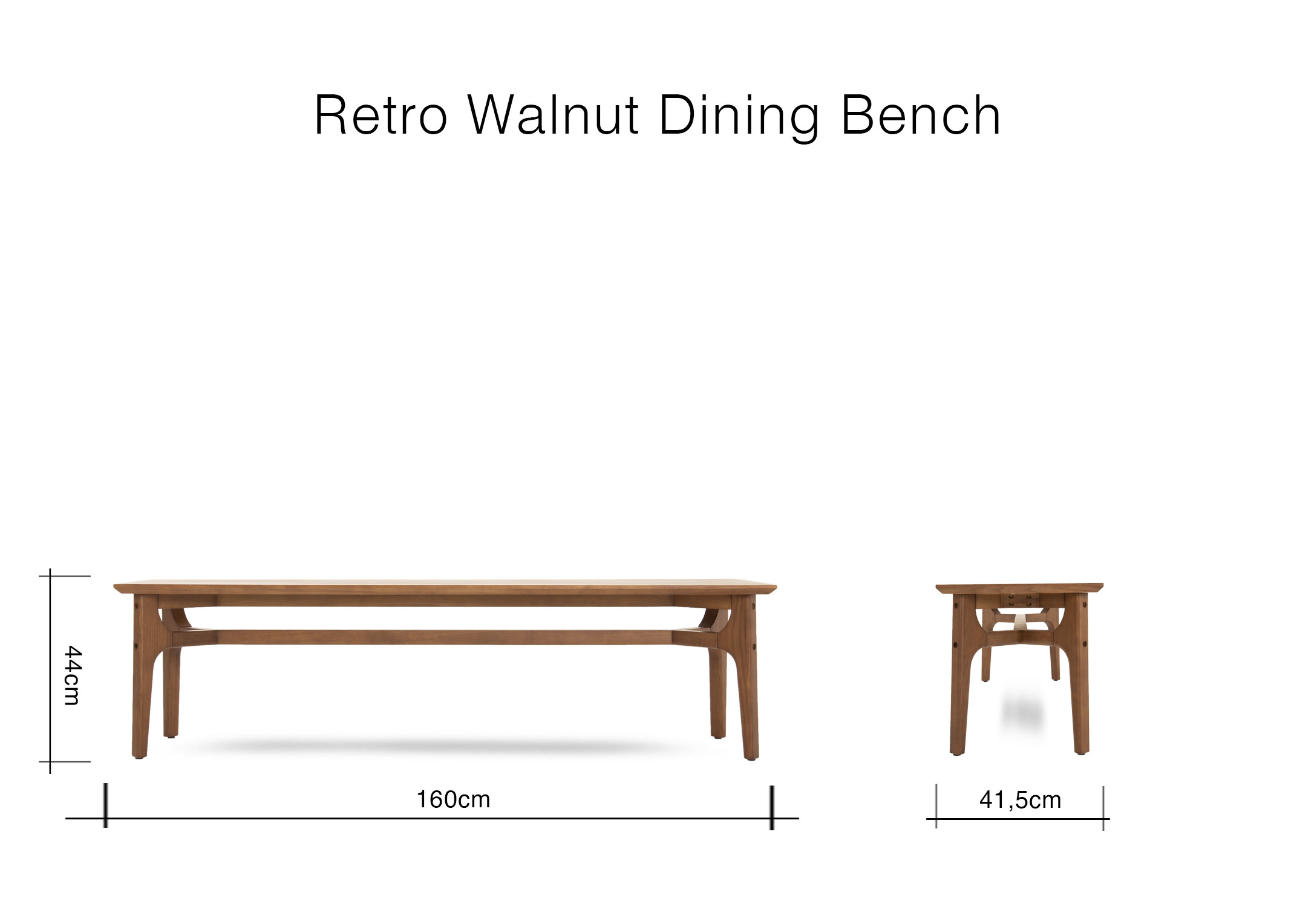 Walnut Dining Bench Retro EZ Living Furniture