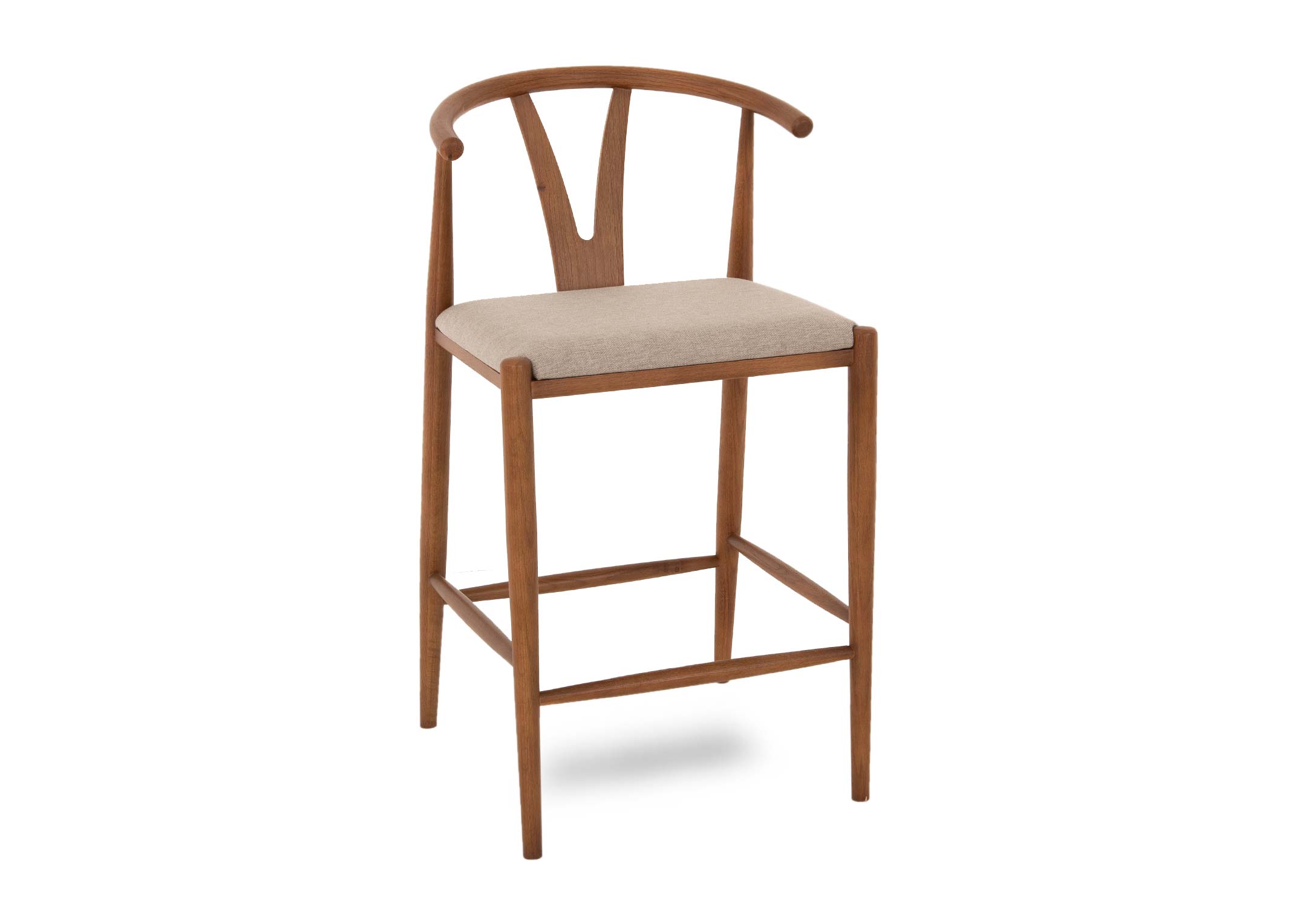 Walnut Bar Stool with Beige Fabric Seat Cape EZ Living Furniture