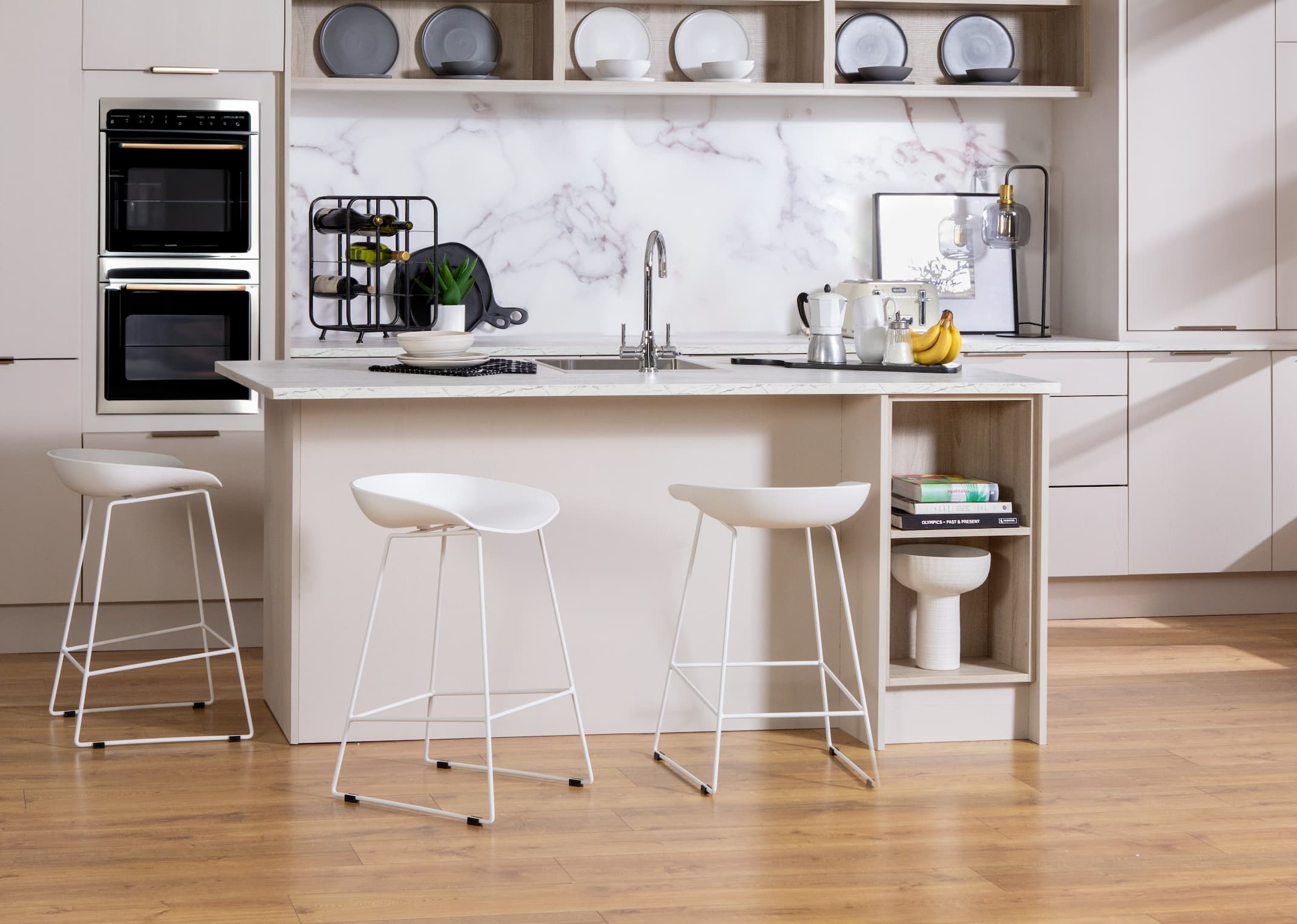 White Bar Stool with Low Back City EZ Living Furniture