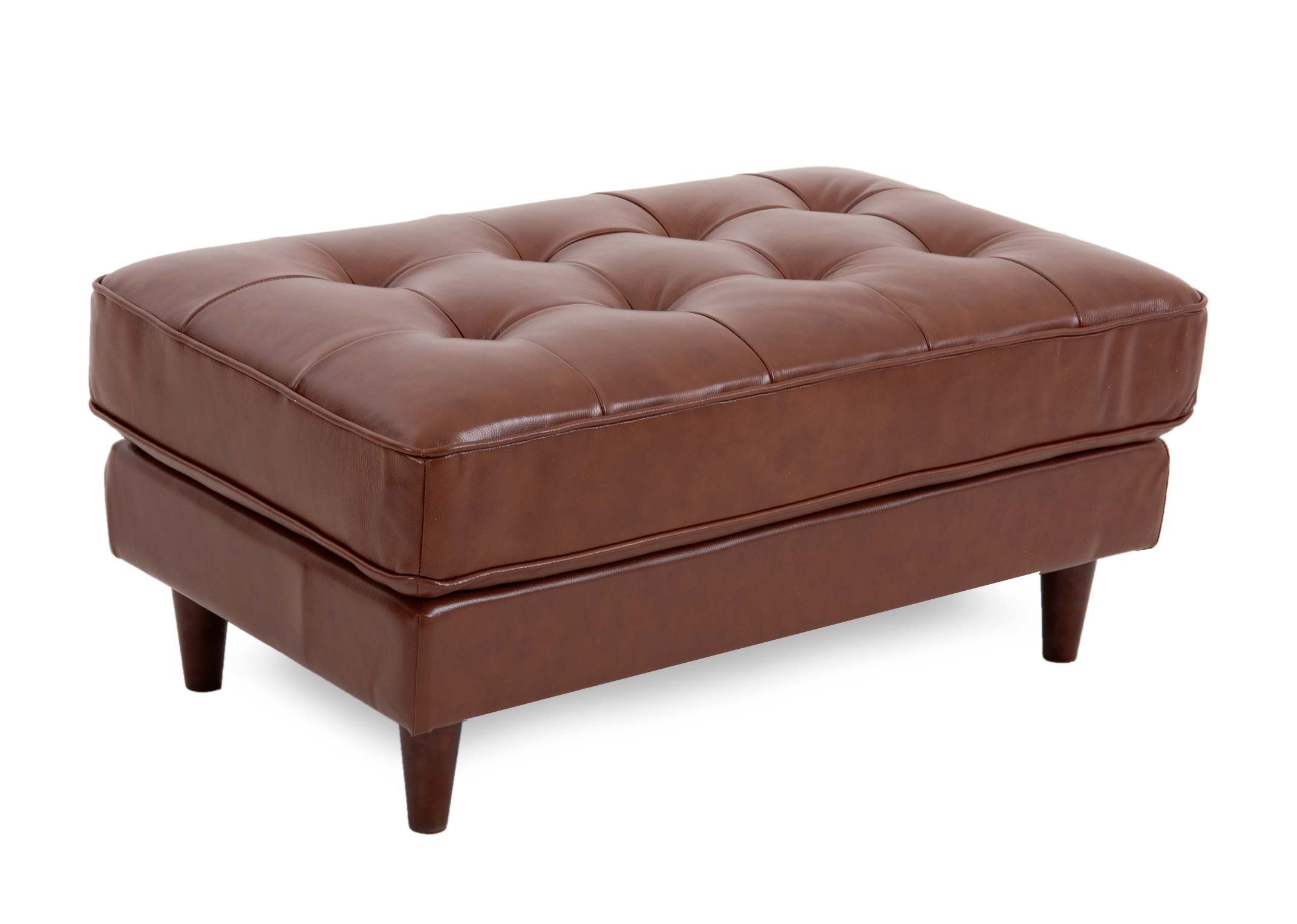 Brown faux leather store footstool with storage