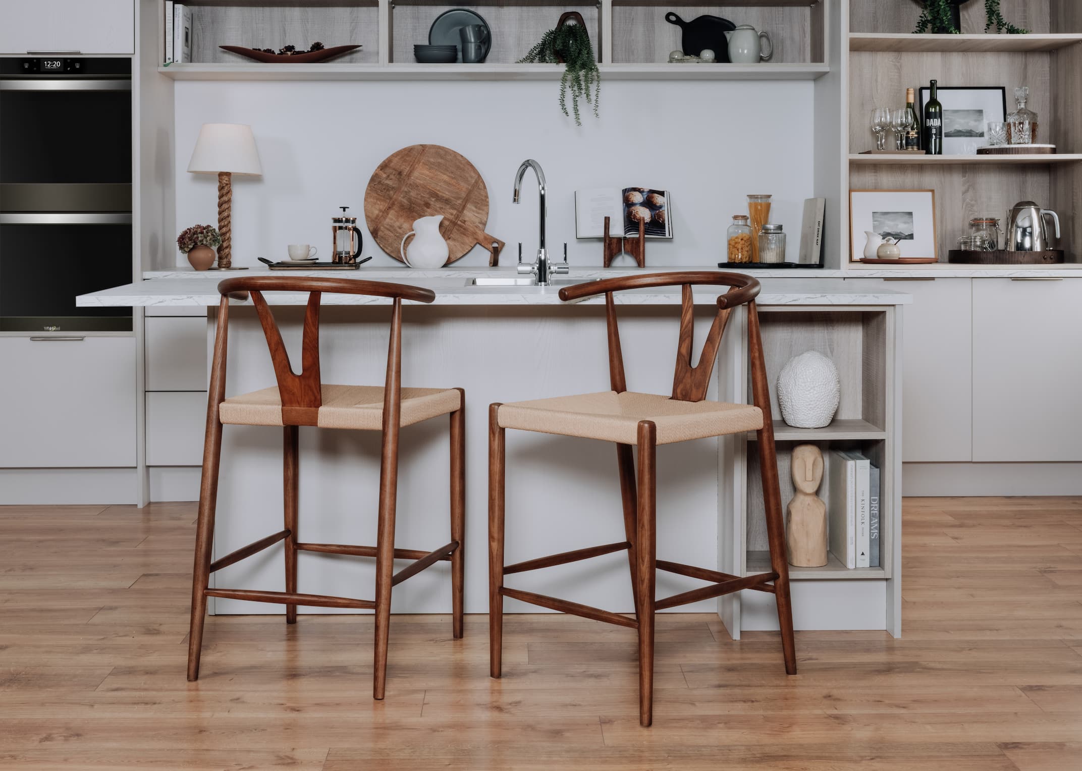 Wishbone counter deals stool walnut