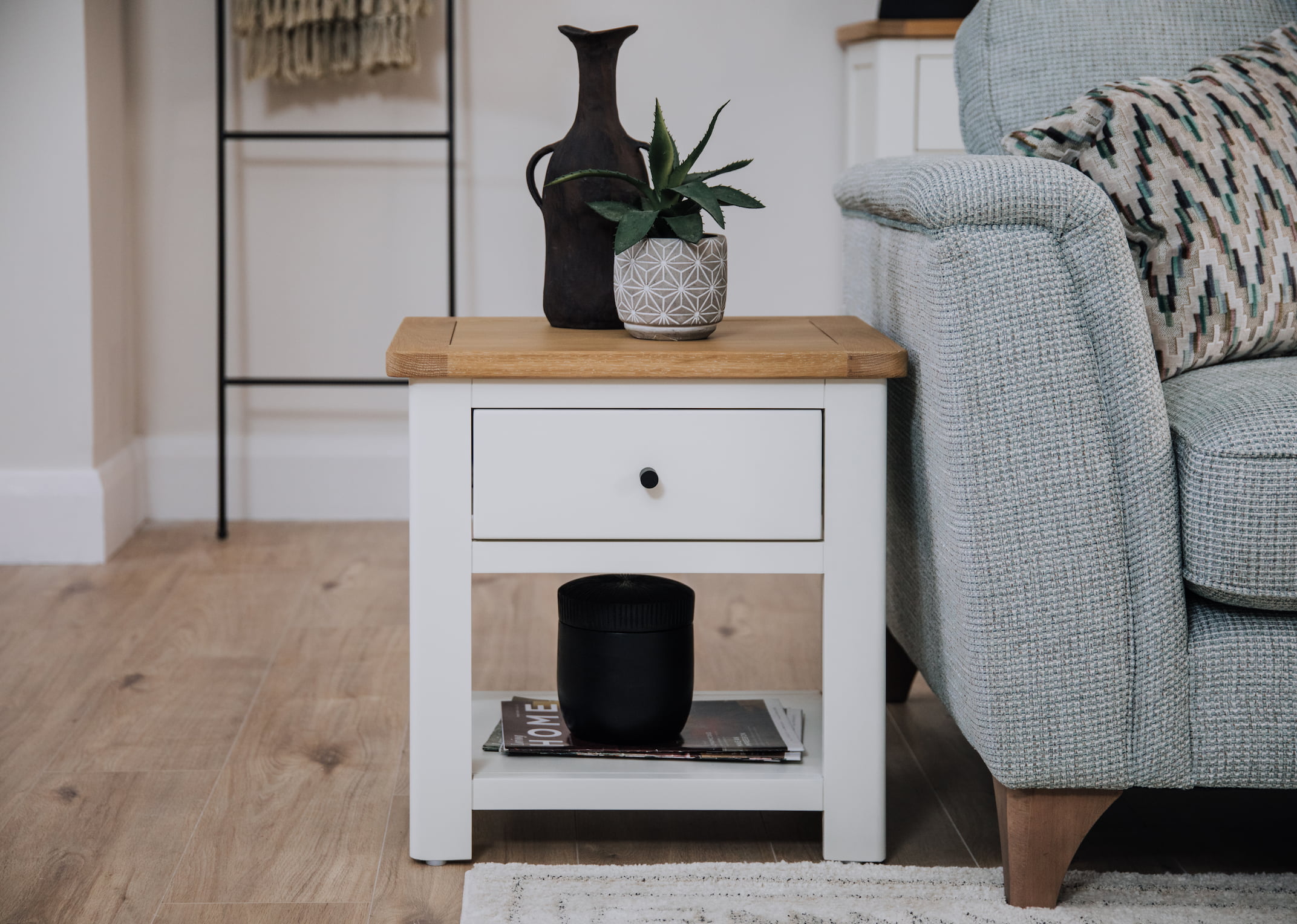 Cream and sales oak lamp table