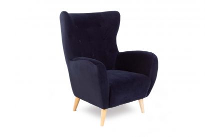 Bedroom Chairs Ireland EZ Living Furniture   129540 1 Navy Velvet Armchair Bronx 129540 Angle 