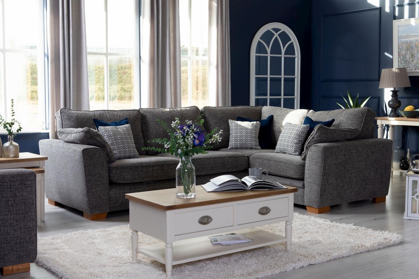 Grey Fabric Foam 2.5L / 1.5R Corner Sofa - Baltimore - EZ Living Furniture