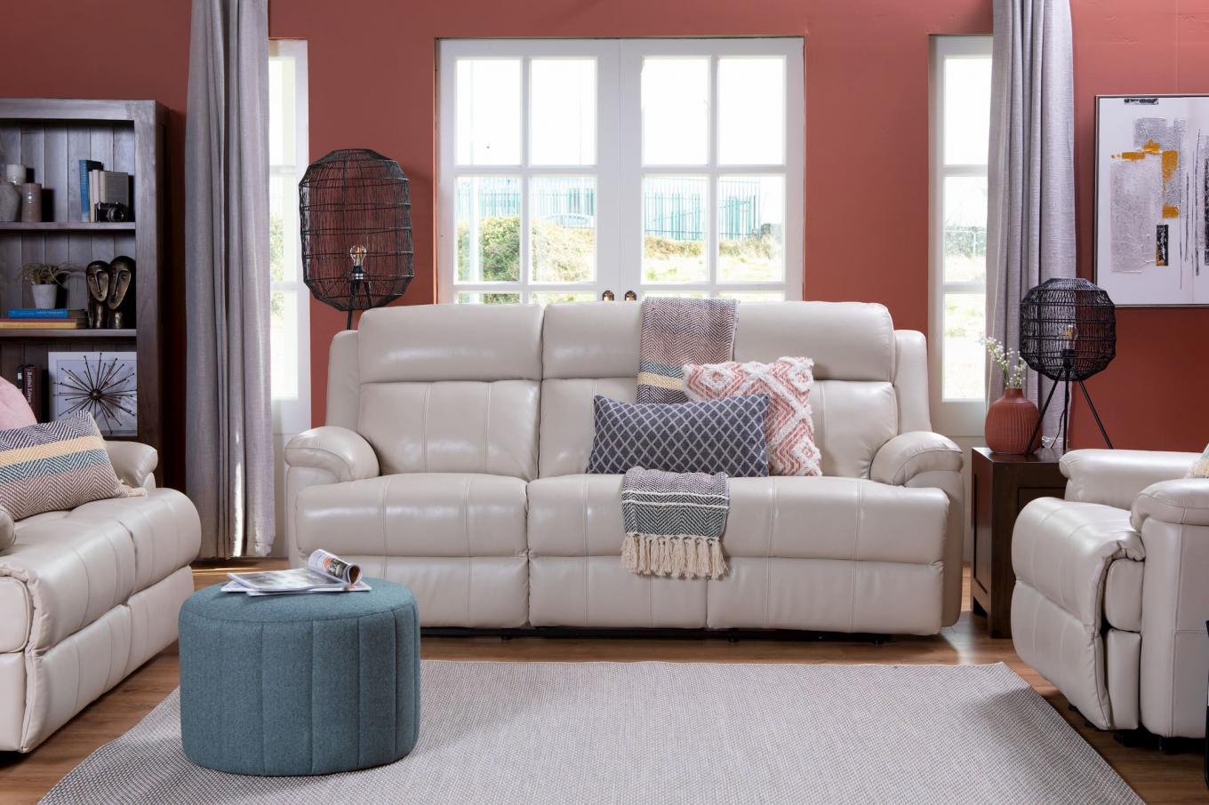 White leather reclining sofa and online loveseat