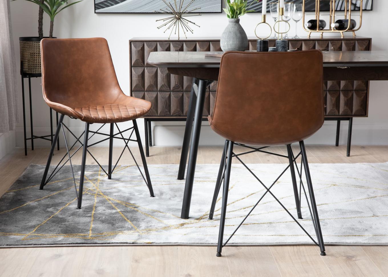 Wood and faux clearance leather dining chairs