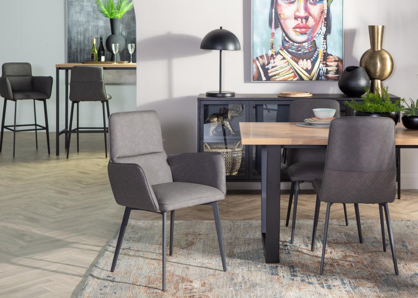 Dining table and faux shop leather chairs