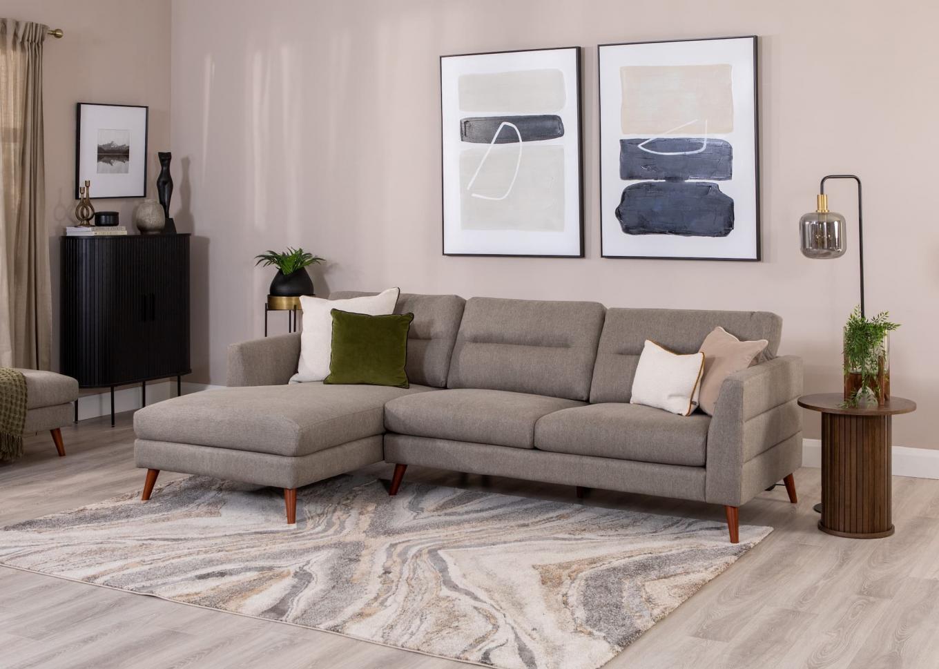 Grey Fabric LHF Corner Chaise - Presley - EZ Living Furniture