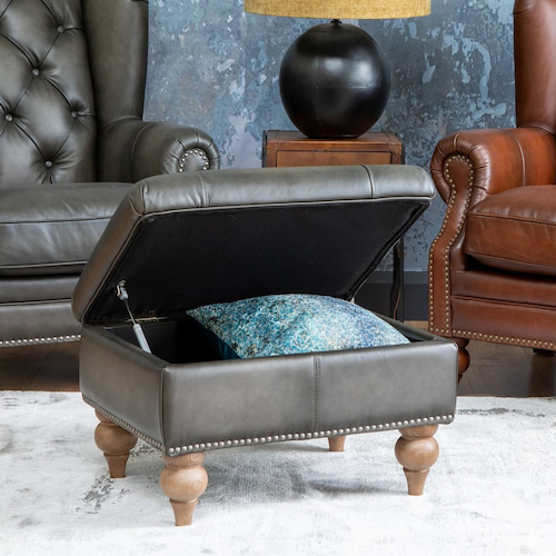 Chesterfield armchair and discount footstool